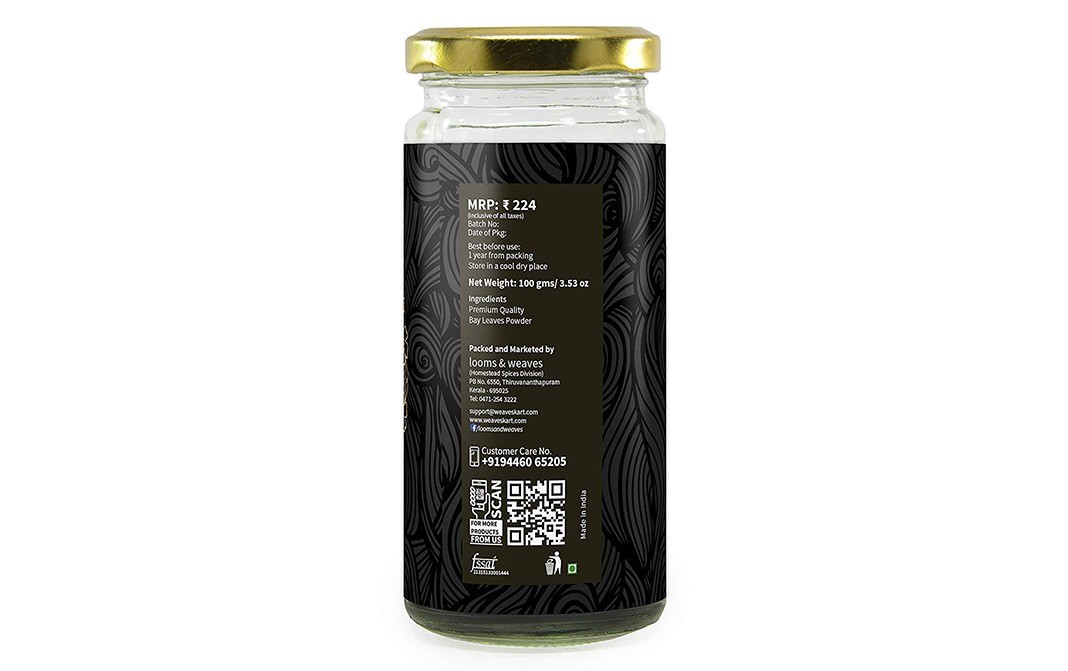 Looms & Weaves Bay Leaves Powder    Glass Jar  100 grams